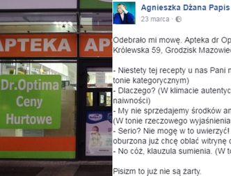 Apteka w Grodzisku Mazowieckim nie sprzedała środków antykoncepcyjnych przez... KLAUZULĘ SUMIENIA