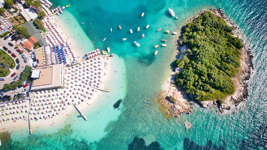 Ksamil w Albanii z lotu ptaka