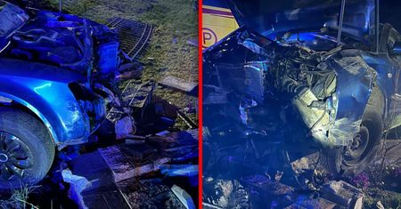 Staranował ogrodzenie. I uciekł pieszo. We wraku zostawił pasażera