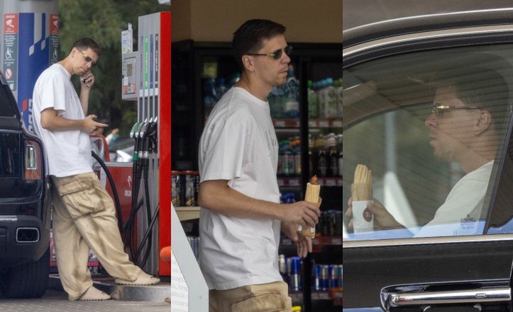 Wojciech Szczęsny tankuje na stacji benzynowej