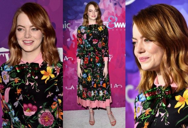 Emma Stone w kwiecistej sukience na imprezie