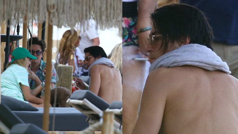 Julia Wieniawa i Nikodem Rozbicki dokazują na plaży w Gdyni w towarzystwie Jessiki Mercedes i Kuby Karasia