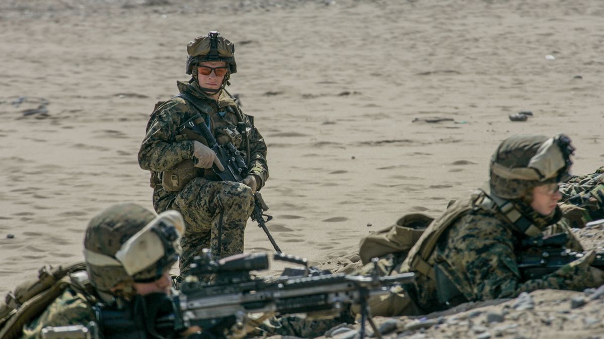 United States Marines take part in an annual KOR-USA combine military drill near Yeongil Bay in Pohang, South Korea on August 12, 2021. North Korea's top envoy in Russia has called for the U.S. troops' withdrawal from South Korea and called the allies' joint military exercise a ''war rehearsal,'' a Russian news agency said Thursday. (Photo by Seung-il Ryu/NurPhoto via Getty Images)