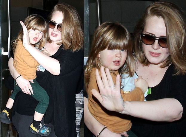 Adele z synkiem na lotnisku! (ZDJĘCIA)
