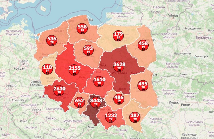 Koronawirus w Polsce. Mapa pokazuje prawie 25 tys. chorych. Na świecie COVID-19 też nie spowalnia