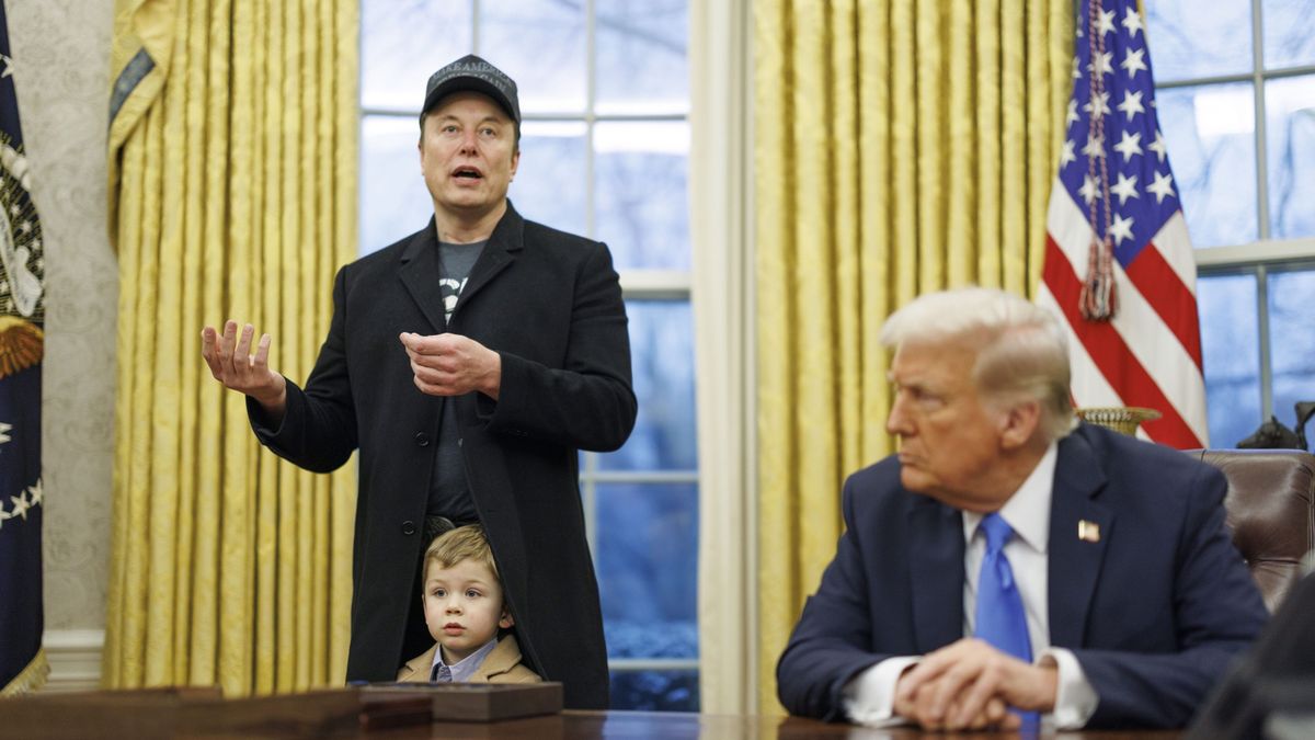Elon Musk i jego syn na spotkaniu z Donaldem Trumpem