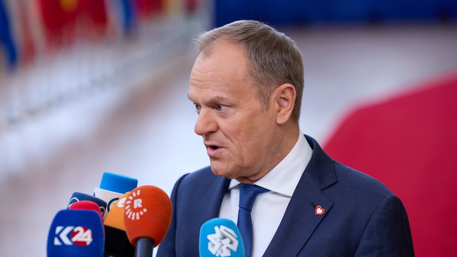 Donald Tusk, Poland's prime minister, arrives for a summit of European Union leaders in Brussels, Belgium, on Thursday, Feb. 1, 2024. The bloc is bracing for a show-down with Hungarian Prime Minister Viktor Orban, the EU leader closest to Russian President Vladimir Putin, at the summit. Photographer: Ksenia Kuleshova/Bloomberg via Getty Images
