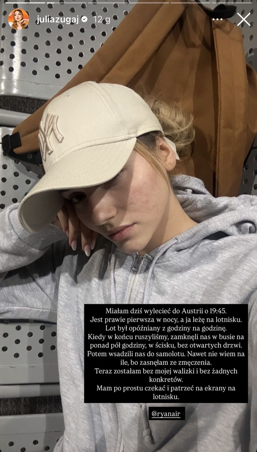 Julia Żugaj narzeka na linie lotnicze