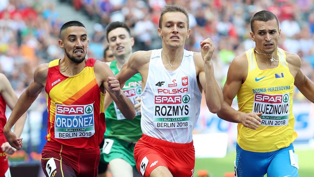 Michał Rozmys podczas biegu eliminacyjnego na 800 m w Berlinie