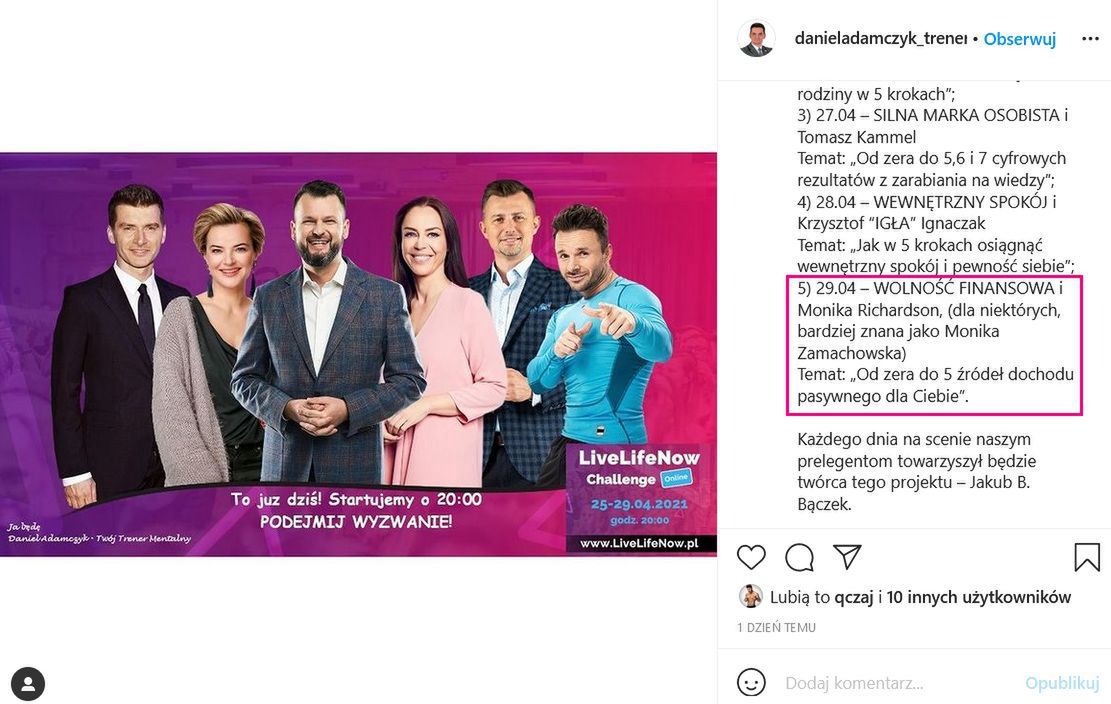 Monika Zamachowska już działa jako Monika Richardson