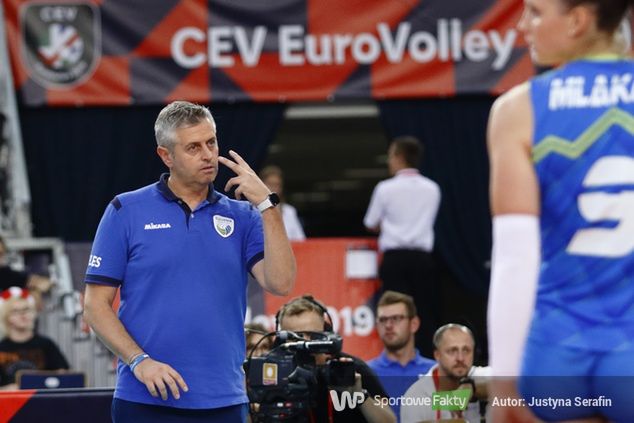Trener Alessandro Chiappini podczas mistrzostw Europy w 2019 roku