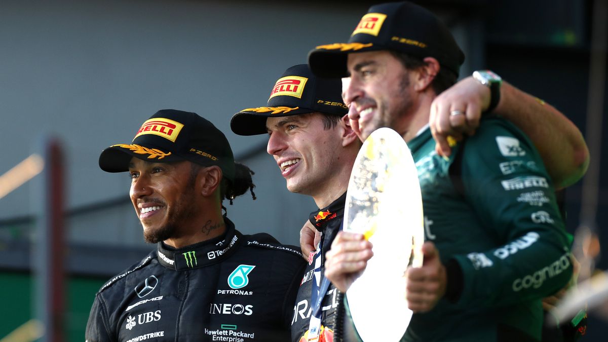 Materiały prasowe / Mercedes / Na zdjęciu: od lewej Lewis Hamilton, Max Verstappen i Fernando Alonso