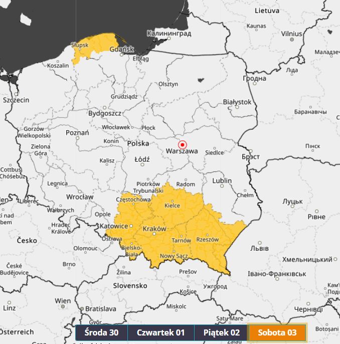 3 maja możliwe ostrzeżenia przed burzami.