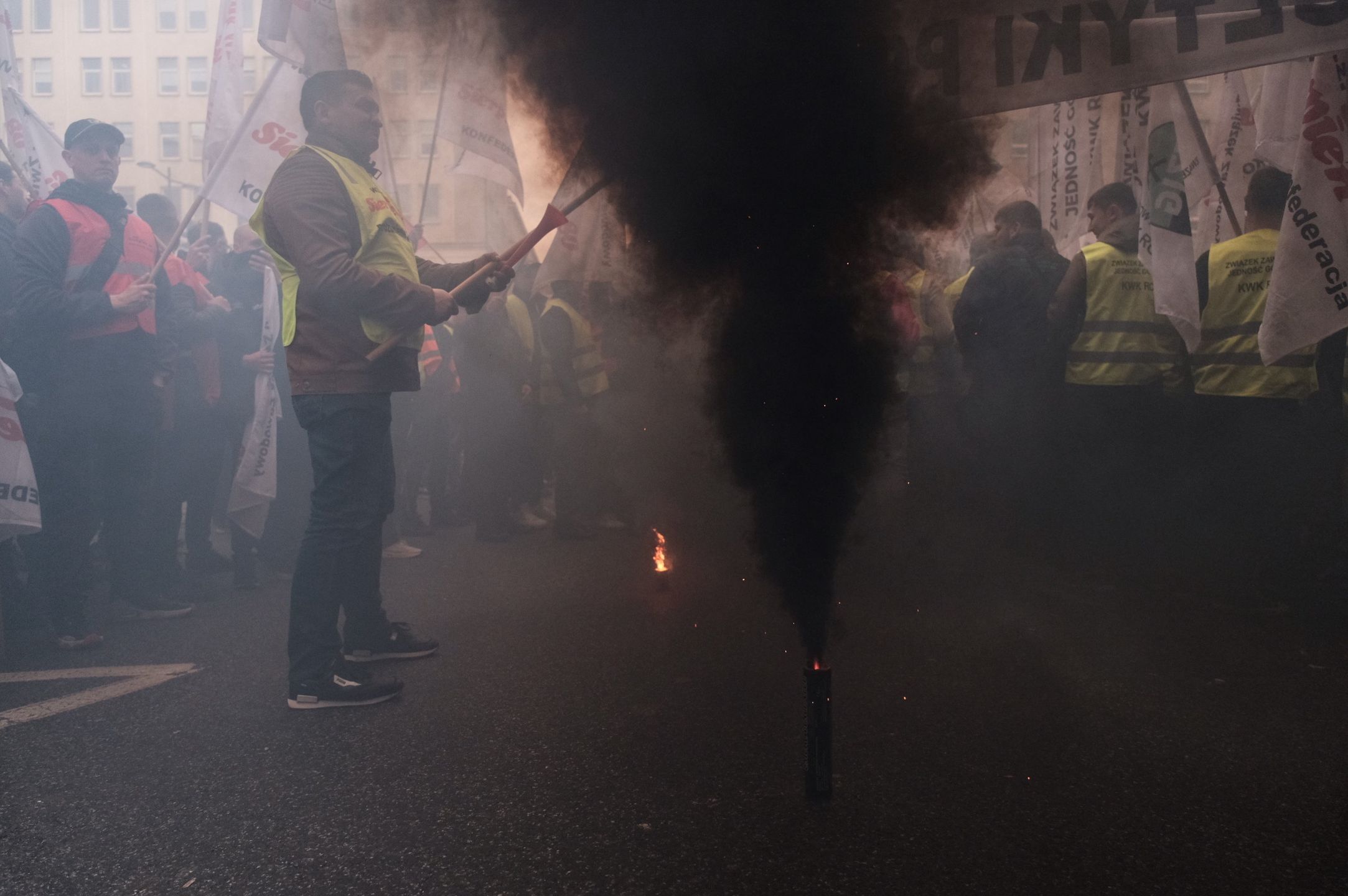 Protest górników w Warszawie