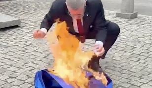 Braun wziął unijną flagę. Najpierw wytarł nią buty, potem podpalił