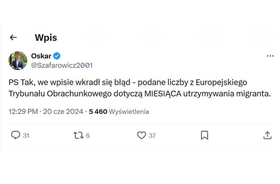 Oskar Szafarowicz przyznał się do błędu