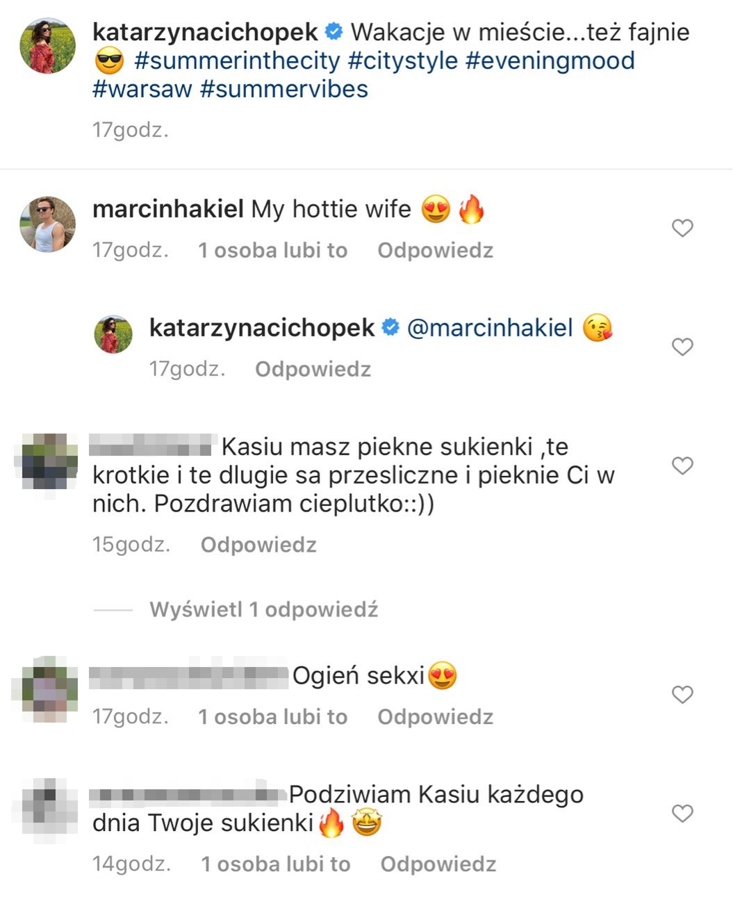 Komentarze pod postem Kasi Cichopek na Instagramie