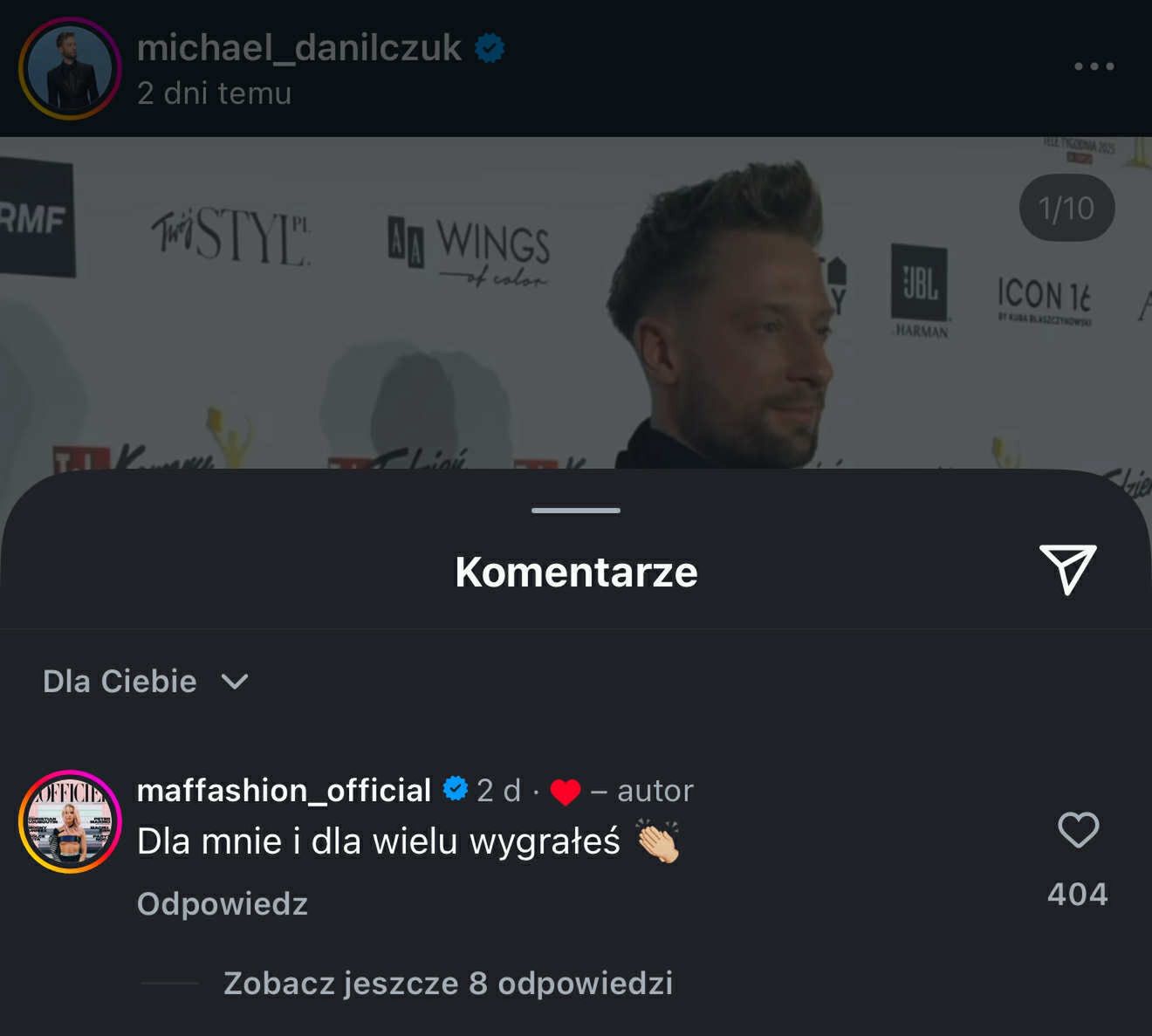 Maffashion skomentowała post Danilczuka