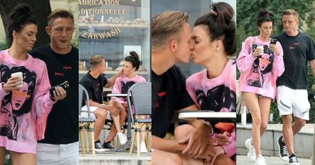 Zakochany Jakub Rzeźniczak OBCAŁOWUJE dziewczynę na tle bochenków chleba podczas USTAWKI z paparazzi (ZDJĘCIA)