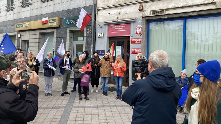 Protest pod Kuratorium Oświaty w Gdańsku