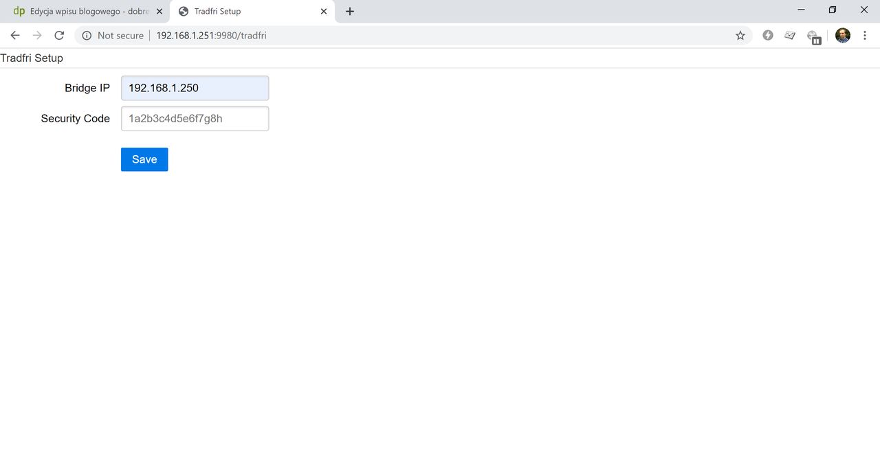 Dodawanie bramki IKEA Tradfri do aplikacji diyHue