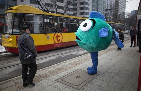 Karp grasował po ulicach Warszawy w kampanii „Przerybane” CIWF Polska