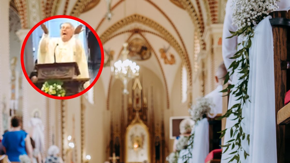 Roztańczony ksiądz na ślubie w kościele