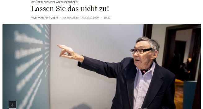 Marian Turski pisze do Marka Zuckerberga: Auschwitz nie spadł z nieba