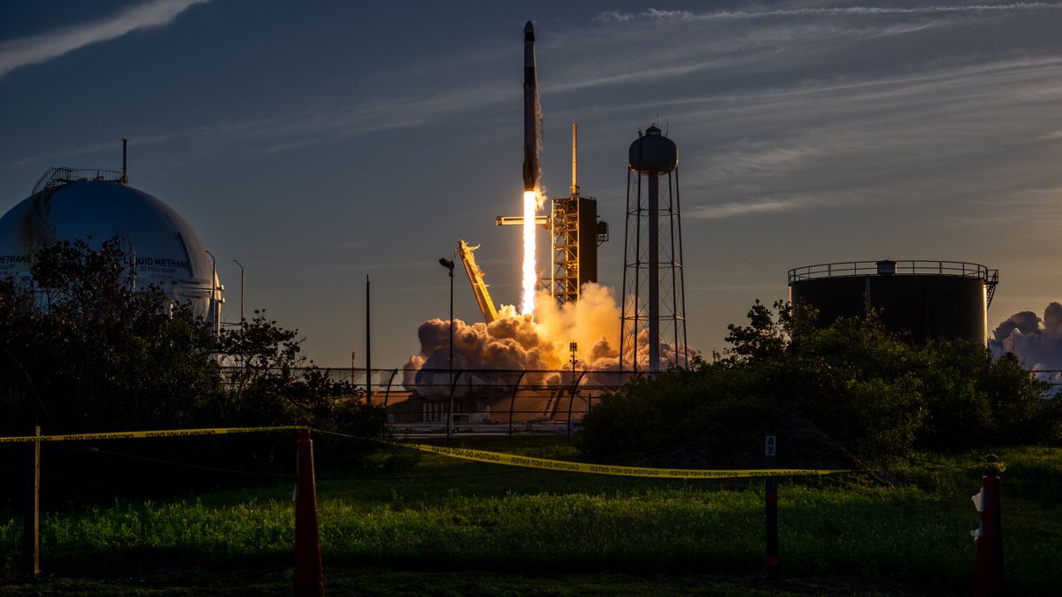 CAPE CANAVERAL, FLORIDA - MARCH 14: The SpaceX Falcon 9 rocket and Dragon spacecraft launches from the Launch Complex 39A at NASA’s Kennedy Space Center on March 14, 2025 in Cape Canaveral, Florida. The mission will be crewed by NASA astronauts commander Anne McClain, pilot Nichole Ayers, alongside mission specialists, JAXA (Japan Aerospace Exploration Agency) astronaut Takuya Onishi and Roscosmos cosmonaut Kirill Peskov.  (Photo by Brandon Bell/Getty Images)