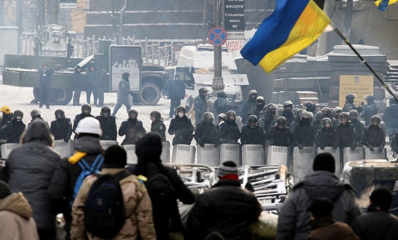 Demonstranci na majdanie w Kijowie