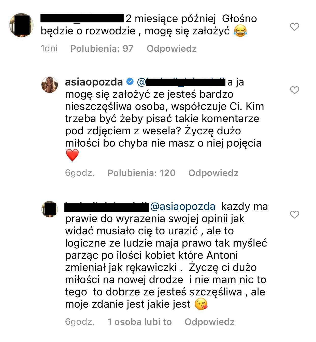 Joanna Opozda RIPOSTUJE odpaloną hejterkę