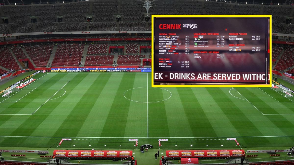 Getty Images / Adam Nurkiewicz - UEFA / W ramce ceny strefy gastronomicznej na PGE Narodowym