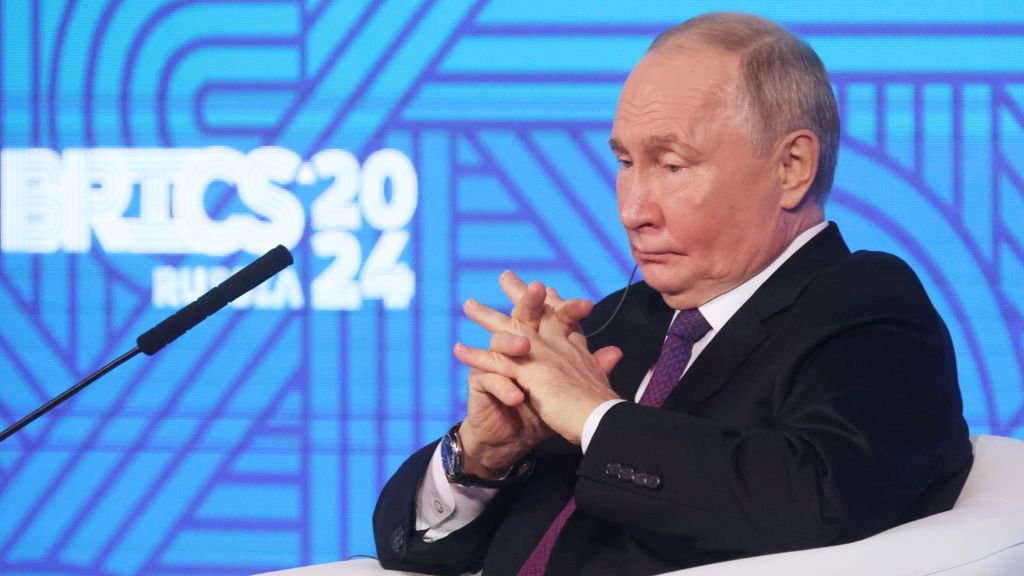 Putin Attends BRICS Business Forum In Moscow
MOSCOW, RUSSIA - OCTOBER 18: (RUSSIA OUT) Russian President Vladimir Putin attends the BRICS Business Forum, October 18, 2024, in Moscow, Russia. The leaders of China, India, Brazil and representatives of 30 countries are going to attend the 16th BRICS Summit in Kazan, Russia next week. (Photo by Contributor/Getty Images)
Contributor