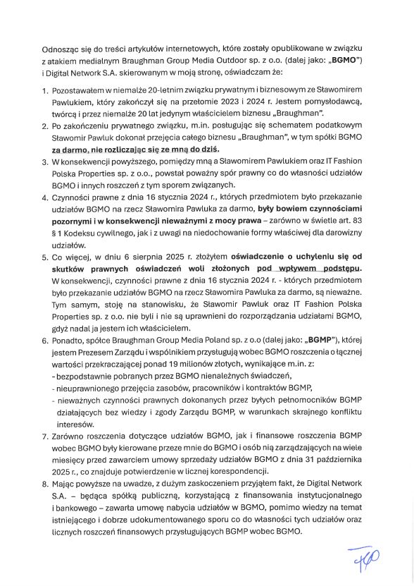 Screen z oświadczenia Łukasz Fabisiaka