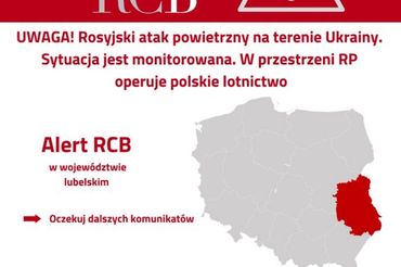Fragment odwołanego alertu RCB dla województwa lubelskiego