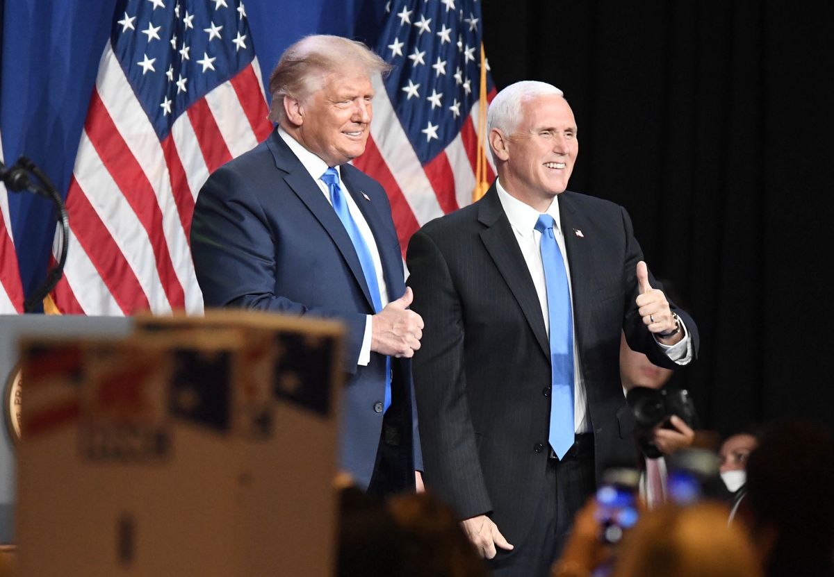 Prezydent Donald Trump i wiceprezydent Mike Pence wystąpili wspólnie na partyjnej konwencji