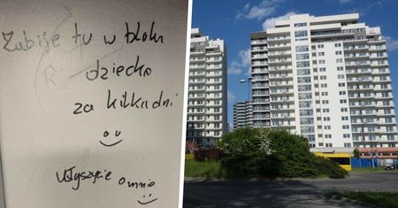 "Zabiję dziecko". Zostawił w windzie porażającą wiadomość. Prezes spółdzielni: nie odpuszczę
