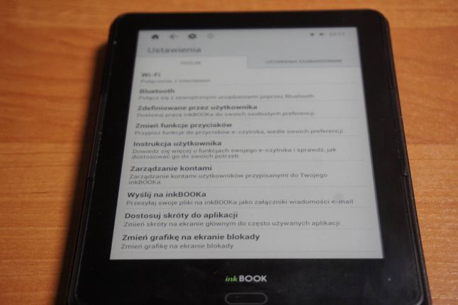 Czytnik inkBook Prime HD - część opcji konfiguracyjnych