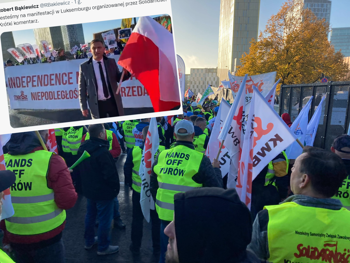 Protest "S" w Luksemburgu. Bąkiewicz wśród związkowców 