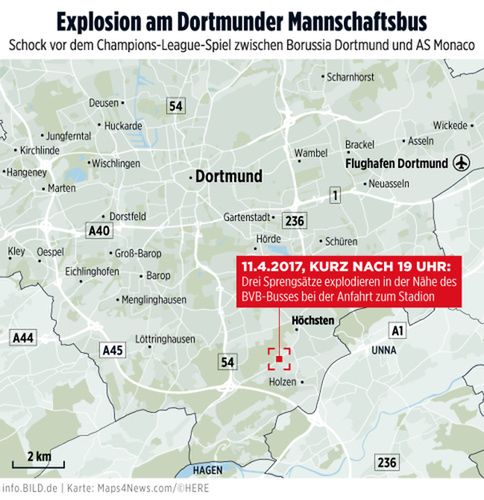 Miejsce wybuchu / źródło grafiki: Bild