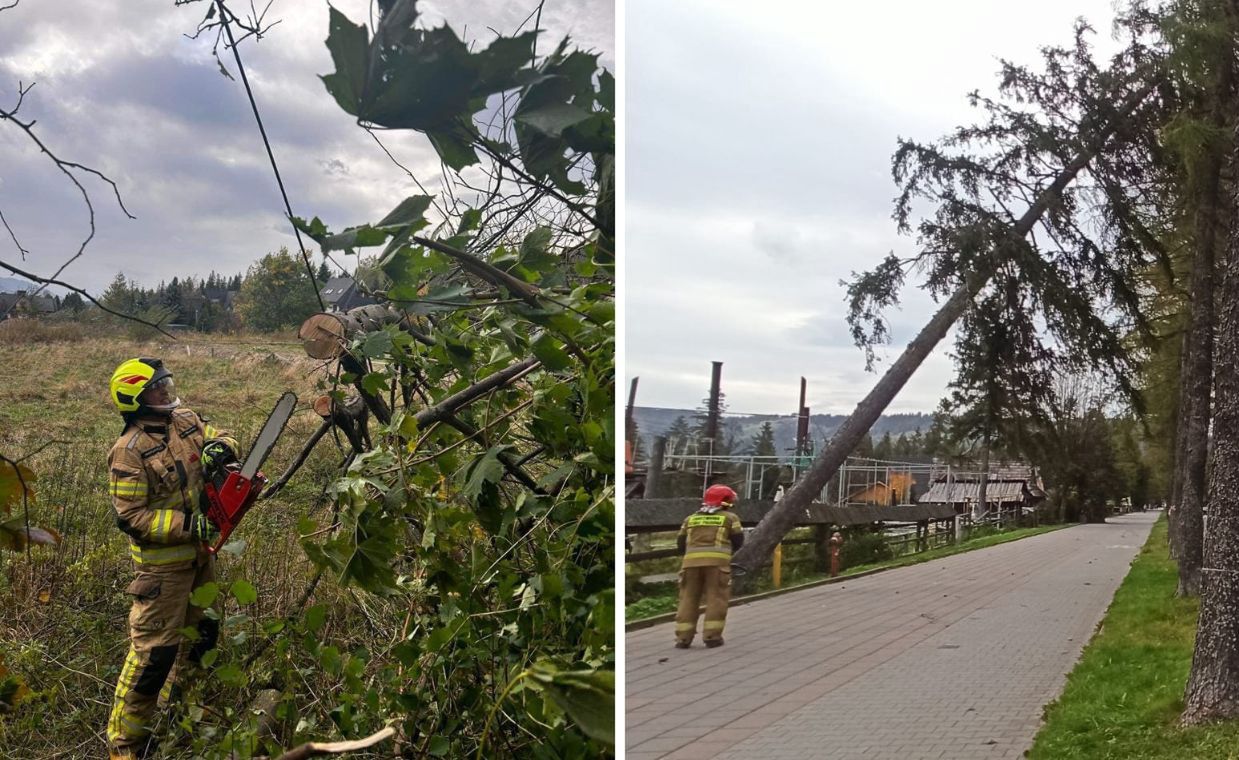 Huraganowy wiatr w Tatrach. Strażacy pokazują zniszczenia