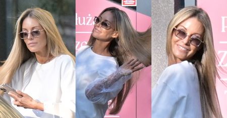 Małgorzata Rozenek-Majdan wywija przedłużonymi włosami przed salonem fryzjerskim. Petarda?