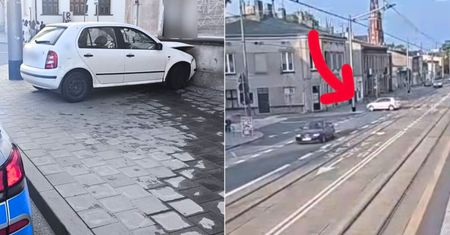 Wyleciał z zakrętu. Moment uderzenia w budynek nagrała kamera