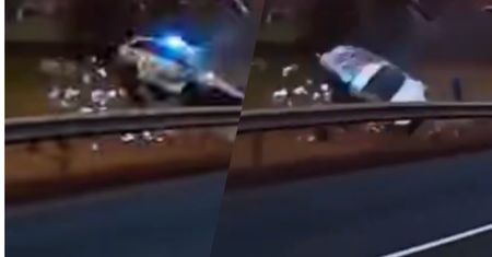 Radiowóz zmieciony z drogi. Szokujące wideo z Czech