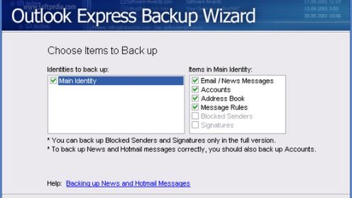 Zabezpiecz dane za pomocą Outlook Express Backup Wizard 1