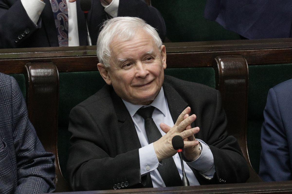 Jarosław Kaczyński podczas posiedzenia w Sejmie. Maj 2022 r.