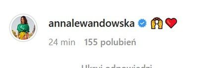 Komentarz Anny Lewandowskiej na Instagramie