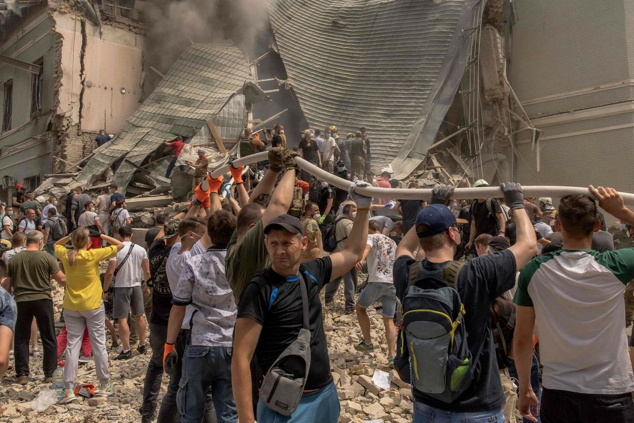 Ohmatdyt Hospital after being hit by a Russian missile