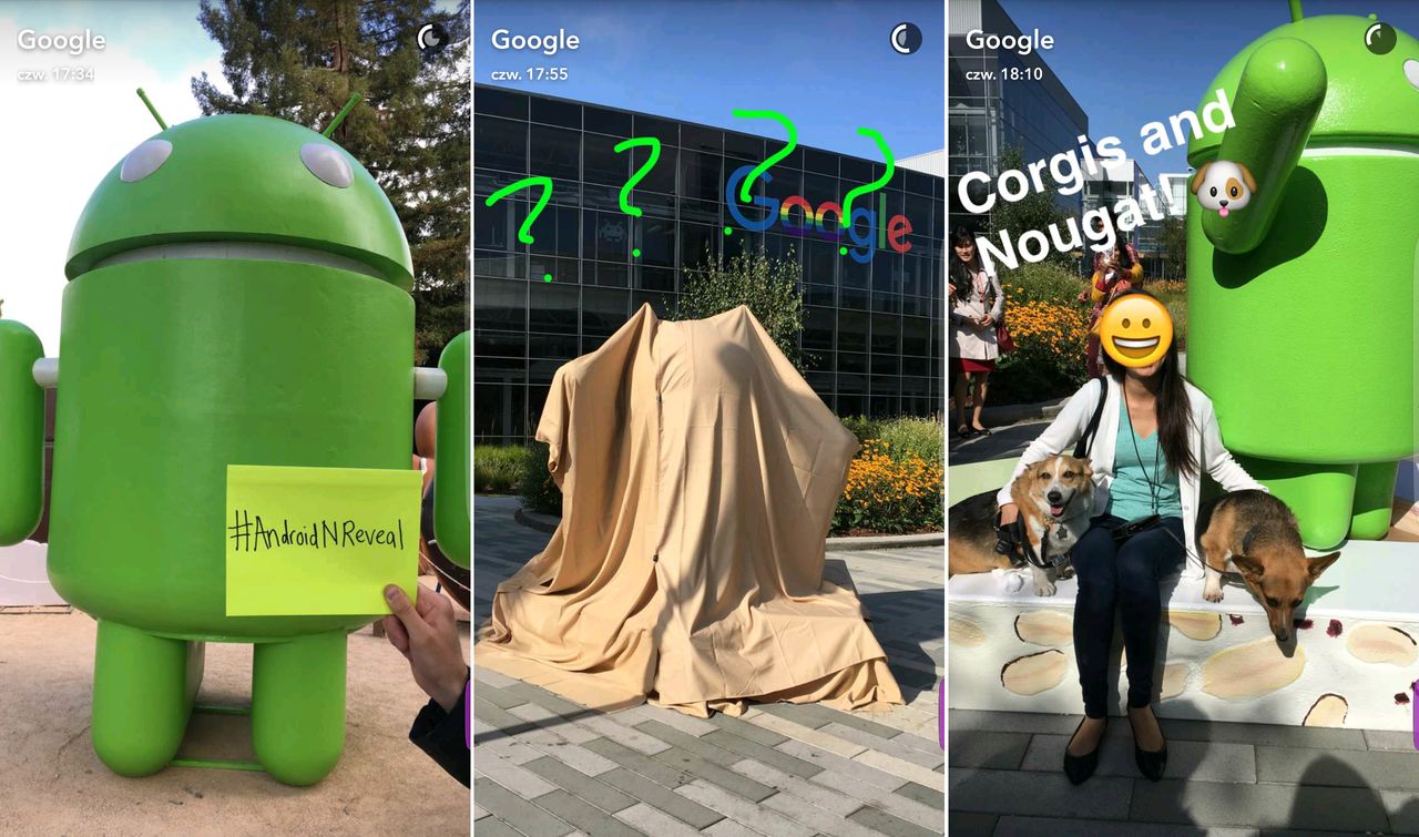 Fotki z odsłonięcia figury Androida Nougat