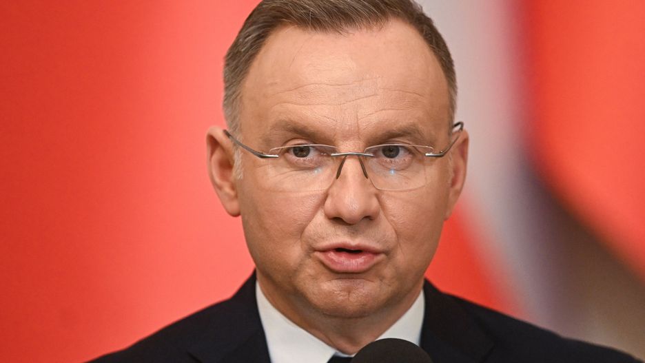 Warszawa, 17.10.2024. Prezydent Rzeczypospolitej Polskiej Andrzej Duda podczas wspólnej konferencji prasowej z prezydent Konfederacji Szwajcarskiej w Pałacu Prezydenckim w Warszawie, 17 bm. Prezydent Szwajcarii przebywa z dwudniową wizytą w Polsce. (aldg) PAP/Radek Pietruszka
